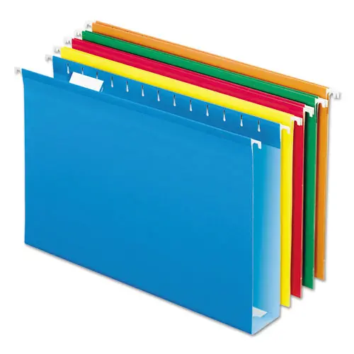 Extra Capacity Reinforced Hanging File Folders With Box Bottom, Legal Size, 1-5-Cut Tab, Assorted, 25-Box 1