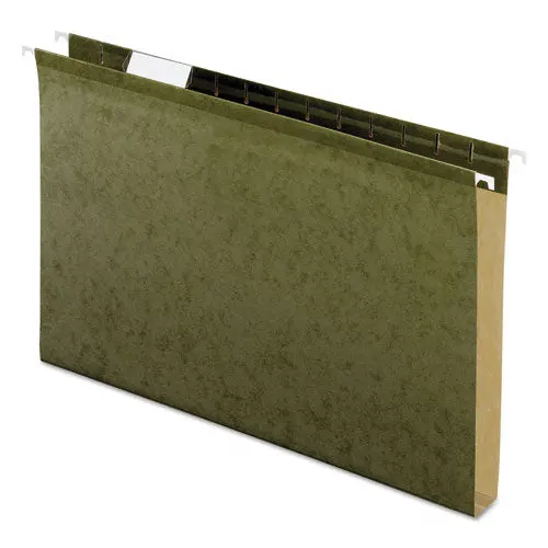 Extra Capacity Reinforced Hanging File Folders With Box Bottom, Legal Size, 1-5-Cut Tab, Standard Green, 25-Box 1