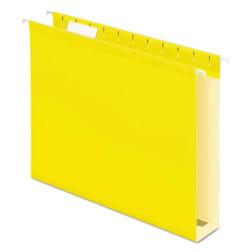 Extra Capacity Reinforced Hanging File Folders With Box Bottom, Letter Size, 1-5-Cut Tab, Yellow, 25-Box 1