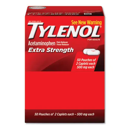 Extra Strength Caplets, Two-Pack, 50 Packs-Box 1
