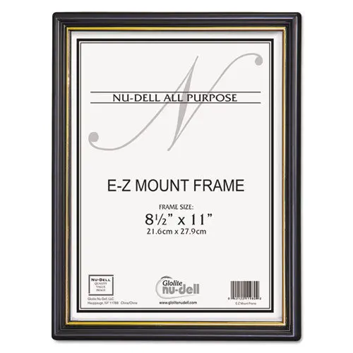 Ez Mount Document Frame W-Trim Accent, Plastic Face, 8.5 X 11, Black-Gold, 18-Ct 1