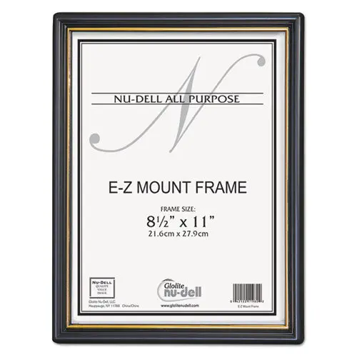 Ez Mount Document Frame With Trim Accent, Plastic Face , 8.5 X 11, Black-Gold 1