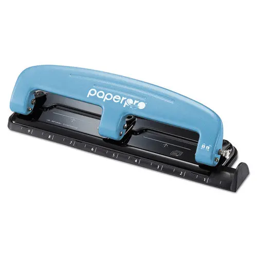 Ez Squeeze Three-Hole Punch, 12-Sheet Capacity, Blue-Black 1