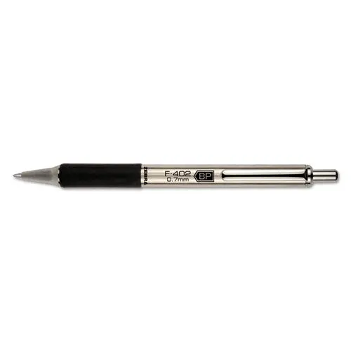 F-402 Retractable Ballpoint Pen, 0.7Mm, Black Ink, Stainless Steel-Black Barrel 1