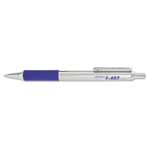 F-402 Retractable Ballpoint Pen, 0.7Mm, Blue Ink, Stainless Steel-Blue Barrel 1