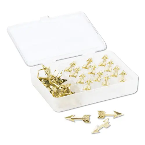 Fashion Push Pins, Steel, Gold, 3-8", 36-Pack 1