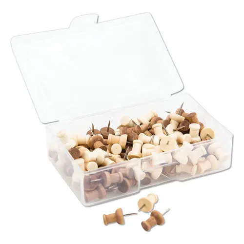 Fashion Push Pins, Wood, Assorted, 3-8", 100-Pack 1