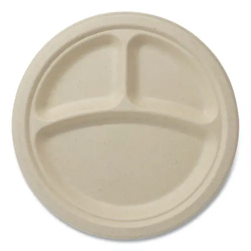 Fiber Plates, 9" Dia, Natural, 1,000/Carton 1