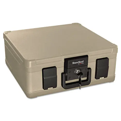 Fire And Waterproof Chest, 0.27 Cu Ft, 15.9W X 12.4D X 6.5H, Taupe 1