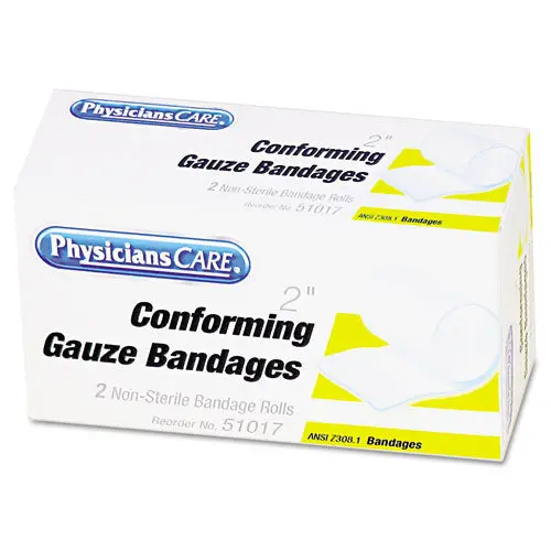 First Aid Conforming Gauze Bandage, 2" Wide, 2 Rolls-Box 1