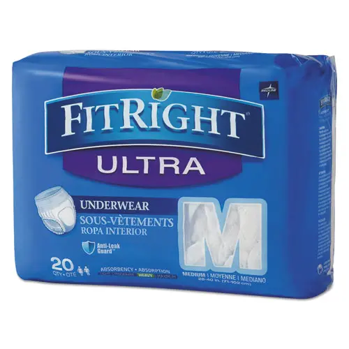 Fitright Ultra Protective Underwear, Medium, 28" To 40" Waist, 20-Pack, 4 Pack-Carton 1