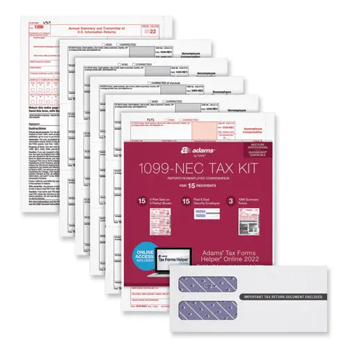 Five-Part 1099-Nec Online Tax Kit, Five-Part Carbonless, 3.66 X 8.5, 15-Pack 1