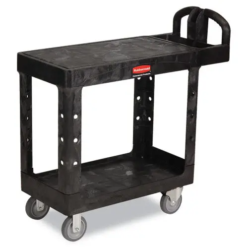 Flat Shelf Utility Cart, Two-Shelf, 19.19W X 37.88D X 33.33H, Black 1