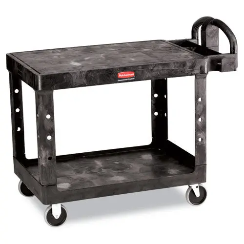Flat Shelf Utility Cart, Two-Shelf, 25.25W X 44D X 38.13H, Black 1
