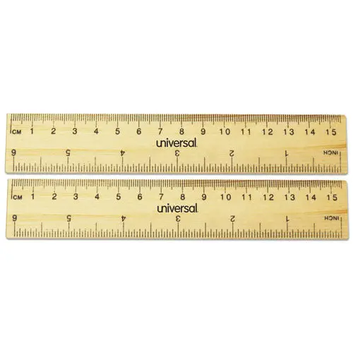 Flat Wood Ruler, Standard-Metric, 6" 1