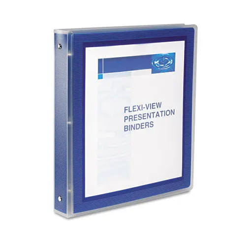 Flexi-View Binder With Round Rings, 3 Rings, 1" Capacity, 11 X 8.5, Navy Blue 1