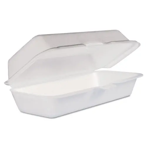 Foam Hot Dog Container-Hinged Lid, 7-1-1 X3-4-5X2-3-10, White,125-Bag, 4 Bags-Ct 1