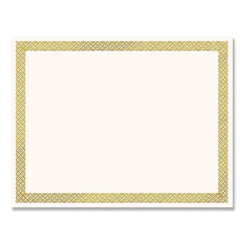 Foil Border Certificates, 8.5 X 11, Ivory-Gold, Braided, 12-Pack 1