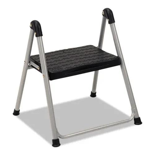 Folding Step Stool, 1-Step, 200 Lb Capacity, 9.9" Working Height, Platinum-Black 1