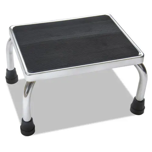 Foot Stool, 1-Step, 16W X 12D X 8.25H, Steel, Chrome-Black Mat 1