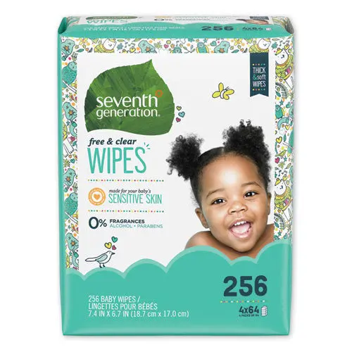 Free And Clear Baby Wipes, Refill, Unscented, White, 256-Pack, 3 Packs-Carton 1