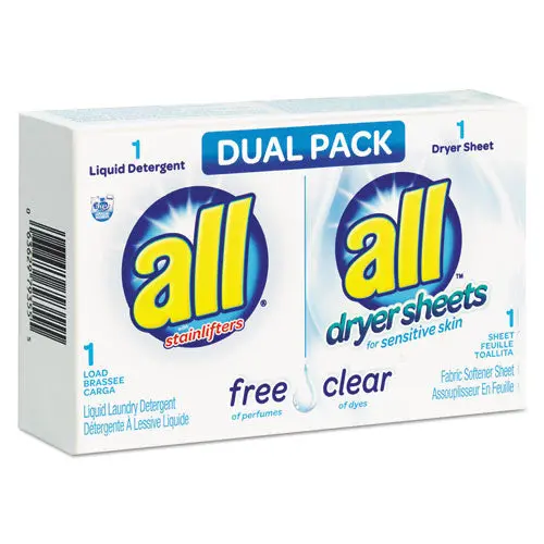 Free Clear He Liquid Laundry Detergent-Dryer Sheet Dual Vend Pack, 100-Ctn 1