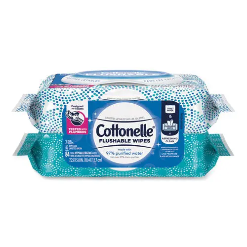 Fresh Care Flushable Cleansing Cloths, White, 3.73 X 5.5, 84-Pack 1