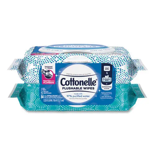 Fresh Care Flushable Cleansing Cloths, White, 3.73 X 5.5, 84-Pack, 8 Pk-Ctn 1
