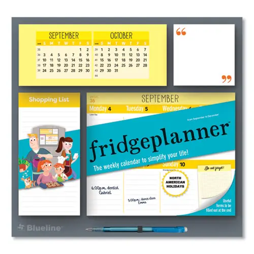 Fridge Planner Magnetized Weekly Calendar With Pads + Pencil, 12 X 12.5, White/Yellow Sheets, 16-Month (Sept-Dec): 2024-2025 1