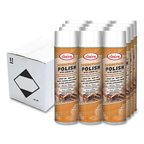 Furniture Polish With Lemon Oil, Lemon Scent; 19 Oz Aerosol Spray, Dozen 1
