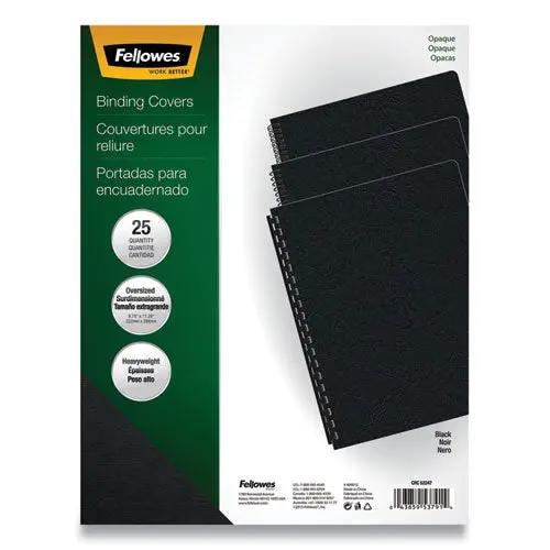 Futura Binding System Covers, Round Corners, 11 1-4 X 8 3-4, Black, 25-Pack 1
