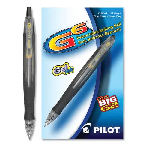 G6 Retractable Gel Pen, Fine 0.7Mm, Black Ink, Black Barrel 1