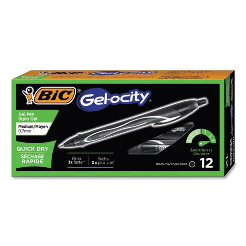 Gel-Ocity Quick Dry Retractable Gel Pen, Medium 0.7Mm, Black Ink-Barrel, Dozen 1