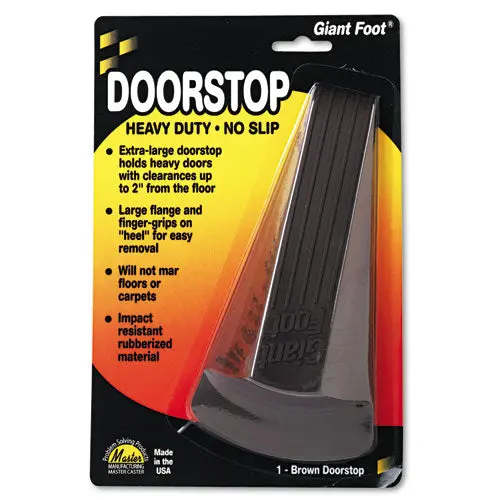 Giant Foot Doorstop, No-Slip Rubber Wedge, 3.5W X 6.75D X 2H, Brown 1