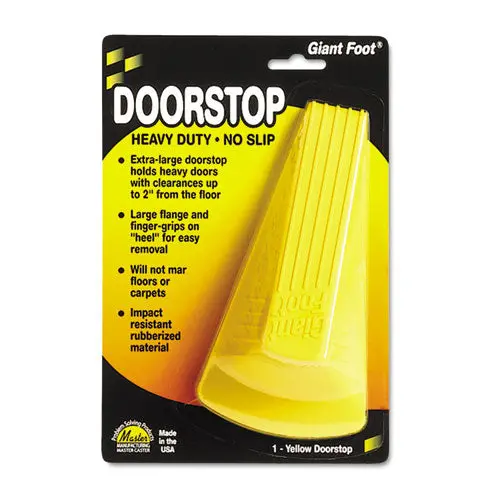 Giant Foot Doorstop, No-Slip Rubber Wedge, 3.5W X 6.75D X 2H, Safety Yellow 1