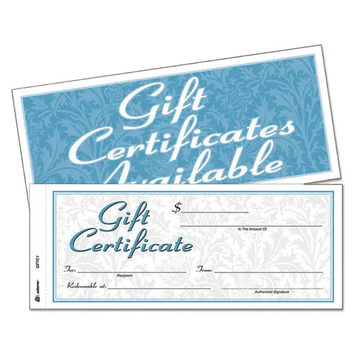 Gift Certificates W-Envelopes, 8 X 3 2-5, White-Canary, 25-Book 1