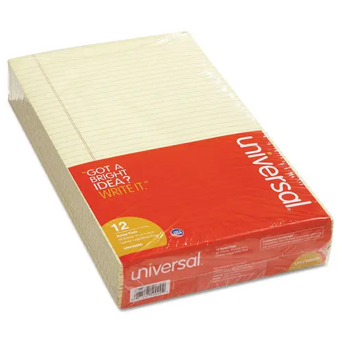 Glue Top Pads, Wide-Legal Rule, 8.5 X 14, Canary, 50 Sheets, Dozen 1
