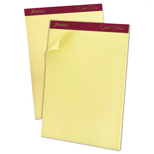 Gold Fibre Canary Quadrille Pads, 4 Sq-In Quadrille Rule, 8.5 X 11.75, Canary, 50 Sheets 1