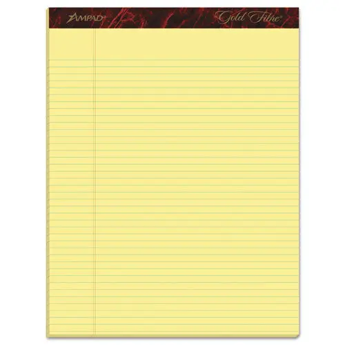 Gold Fibre Writing Pads, Narrow Rule, 8.5 X 11.75, Canary, 50 Sheets, Dozen 1