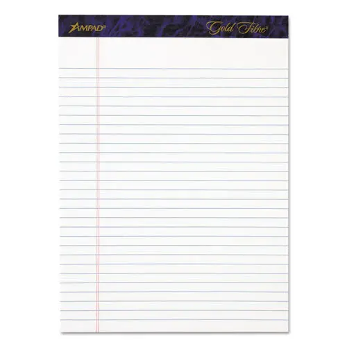 Gold Fibre Writing Pads, Wide-Legal Rule, 8.5 X 11.75, White, 50 Sheets, 4-Pack 1