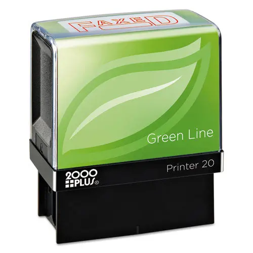 Green Line Message Stamp, Faxed, 1 1-2 X 9-16, Red 1