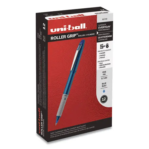 Grip Stick Roller Ball Pen, Fine 0.7Mm, Blue Ink-Barrel, Dozen 1