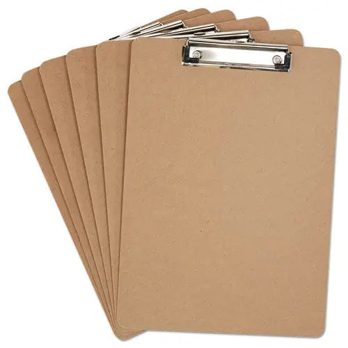 Hardboard Clipboard, 1-2" Capacity, Holds 8 1-2W X 12H, Brown, 6-Pack 1