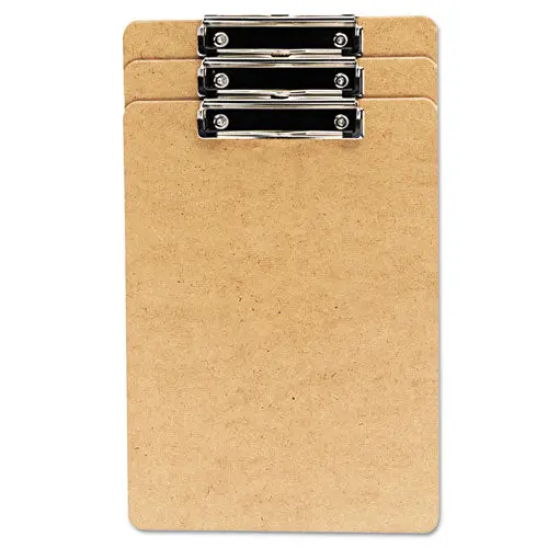 Hardboard Clipboard, 1-2" Capacity, Holds 8 1-2W X 14H, Brown, 3-Pack 1