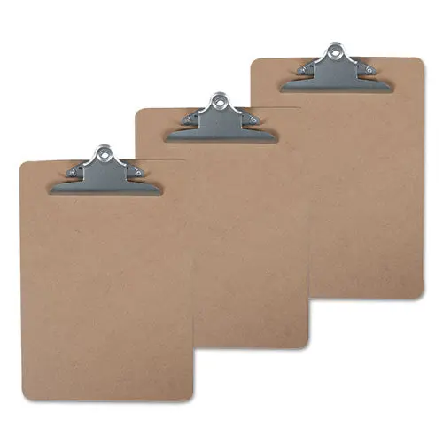 Hardboard Clipboard, 1" Capacity, 8 1-2 X 11, Brown, 3-Pack 1