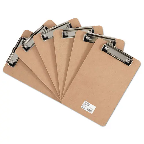 Hardboard Clipboard With Low-Profile Clip, 1-2" Capacity, 6 X 9, Brown, 6-Pk 1