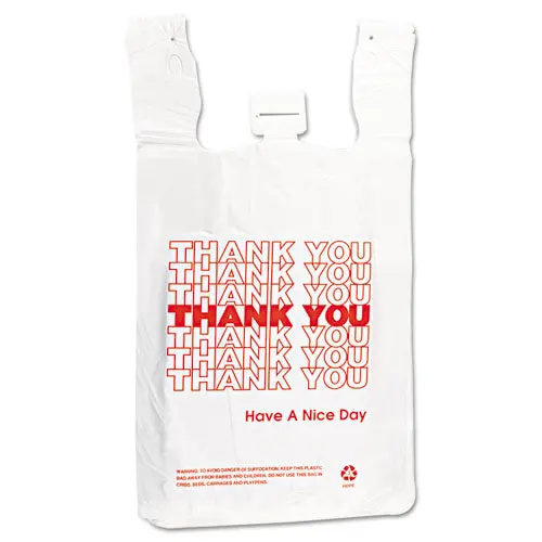 Hdpe T-Shirt Bags, 14 Microns, 12" X 23", White, 500-Carton 1