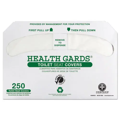 Health Gards Green Seal Recycled Toilet Seat Covers, 14.75 X 16.5, White, 250-Pack, 4 Packs-Carton 1