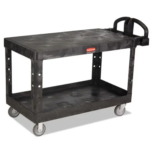 Heavy-Duty 2-Shelf Utility Cart, Tpr Casters, 25.25W X 54D X 36H, Black 1