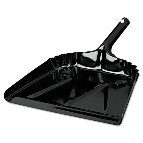 Heavy-Duty Metal Dust Pan, 12W X 14D, 20-Gauge Steel, Black 1